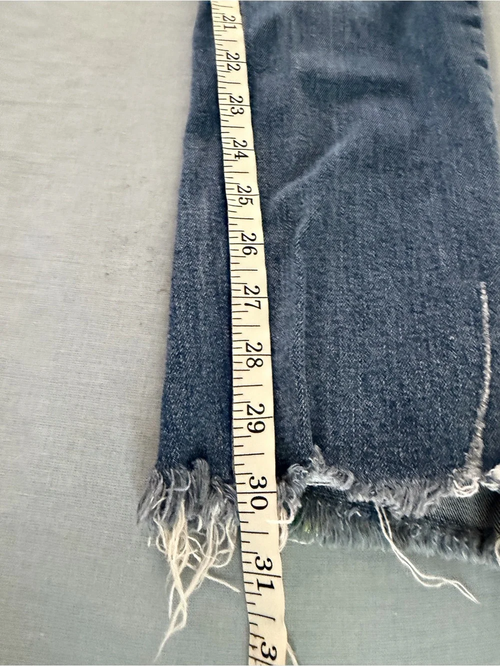 Topman Men's Stretch Skinny Jeans Medium Blue Wash Raw Hem Size 36x32